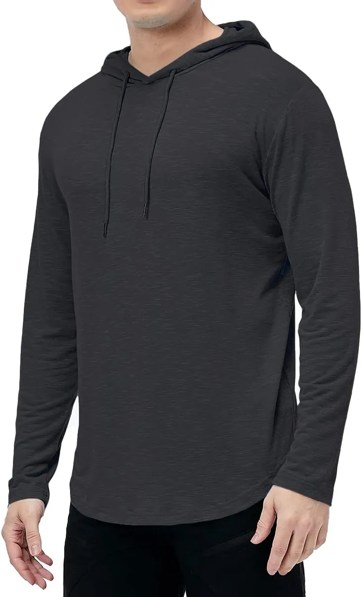 MANSDOUR Men's Athletic Hooded Shirts Long Sleeve Workout Sport Hoodie Casual Running T Shirt Quick Dry Pullover Top