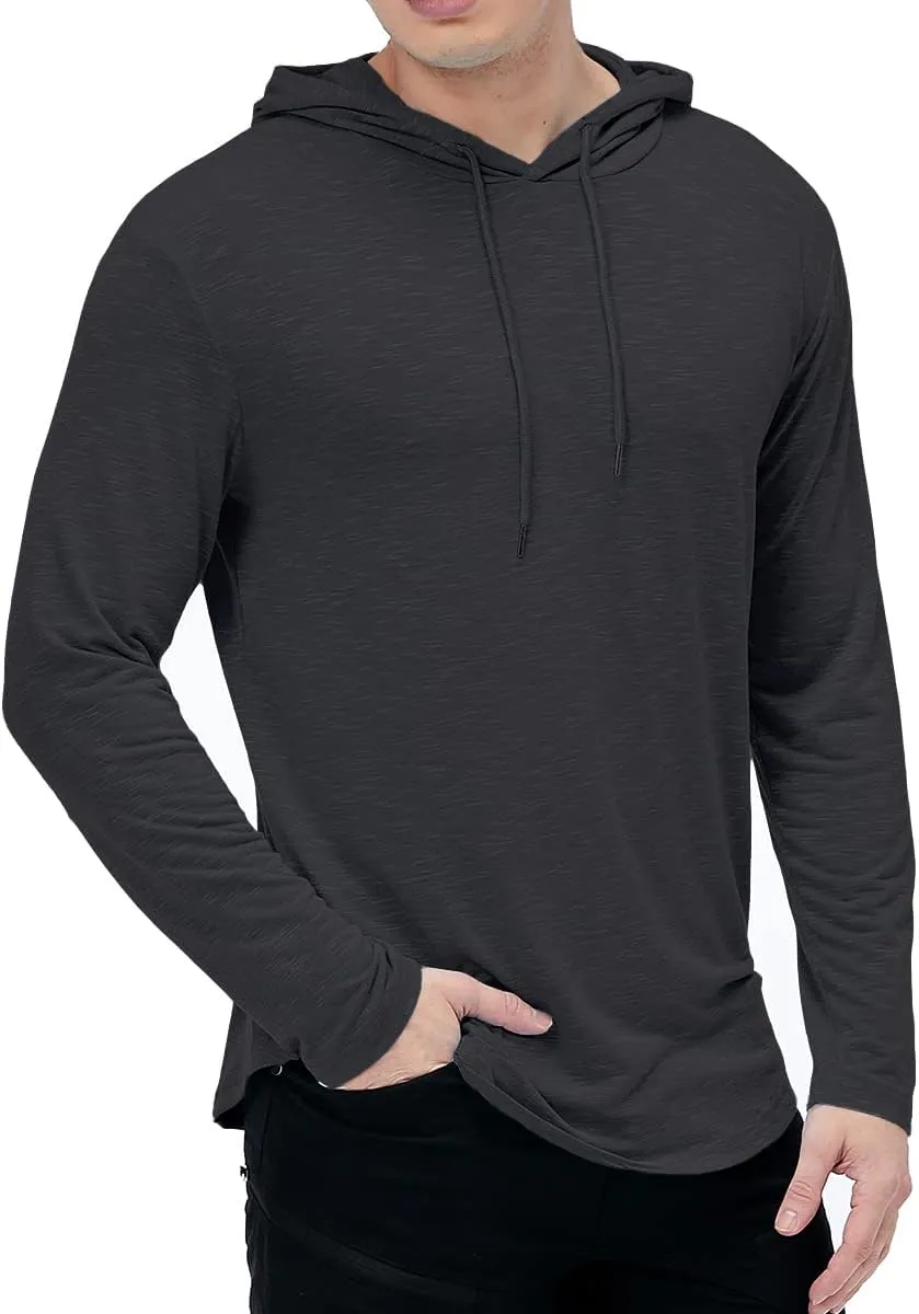 MANSDOUR Men's Athletic Hooded Shirts Long Sleeve Workout Sport Hoodie Casual Running T Shirt Quick Dry Pullover Top