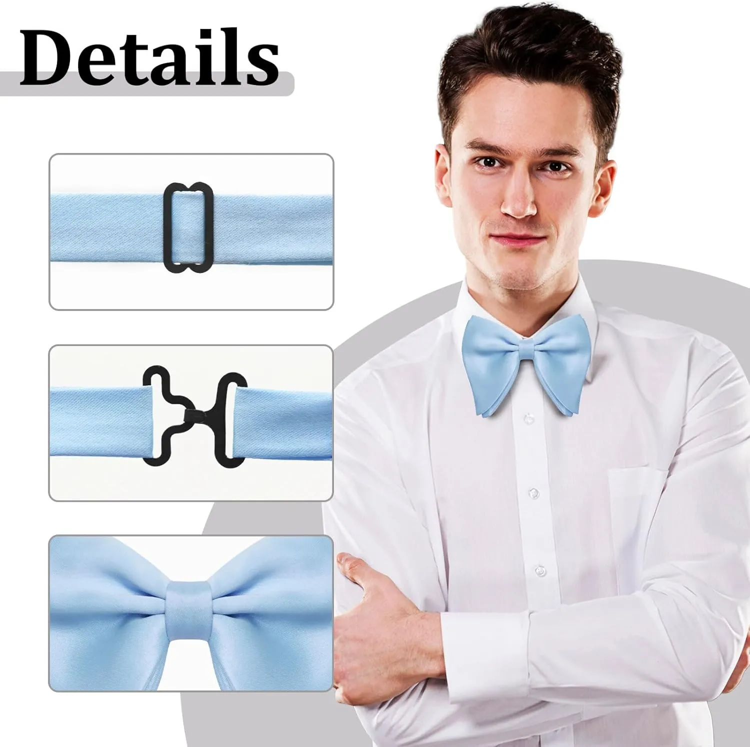 Mantieqingway Bow Ties for Men, Oversized Pre-tied Bowtie Adjustable Mens Bow Tie for Tuxedo, T-shirt, Wedding, Party, School
