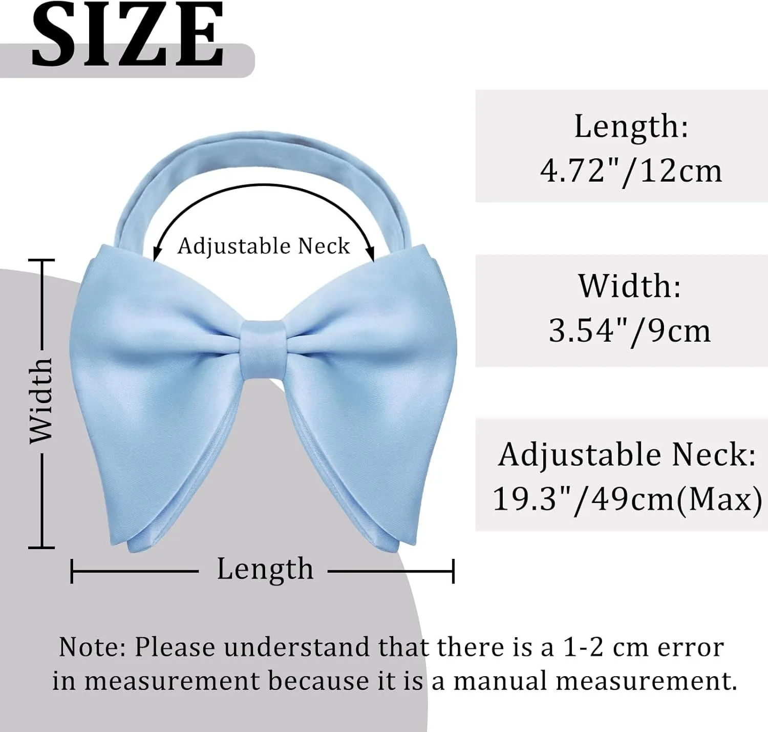 Mantieqingway Bow Ties for Men, Oversized Pre-tied Bowtie Adjustable Mens Bow Tie for Tuxedo, T-shirt, Wedding, Party, School