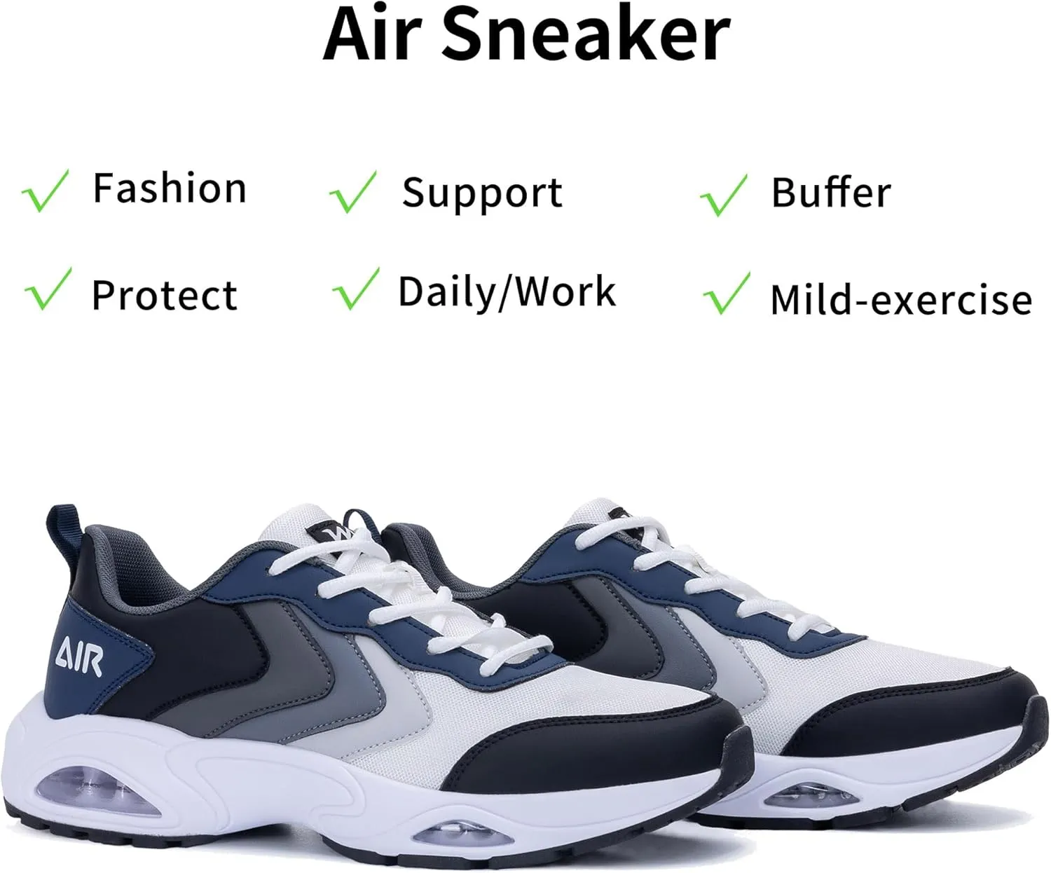Mens Air Running Shoes Tennis Athletic Sneakers Lightweight Breathable Non Slip Walking Jogging Workout Gym Sports Footwear US 7-13