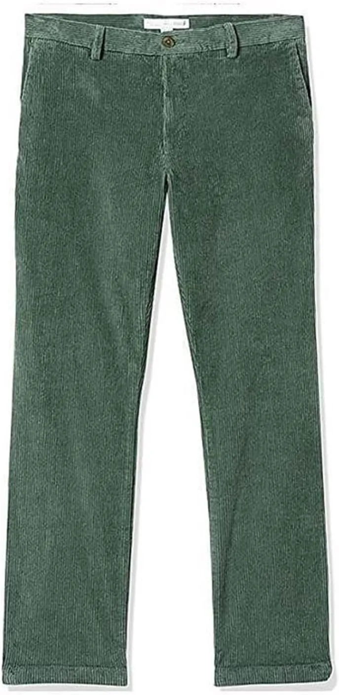 Mens Corduroy Pants Casual Flat Front Straight Leg Trousers Fall Winter Oversized Loose Fit Dress Pants with Pockets