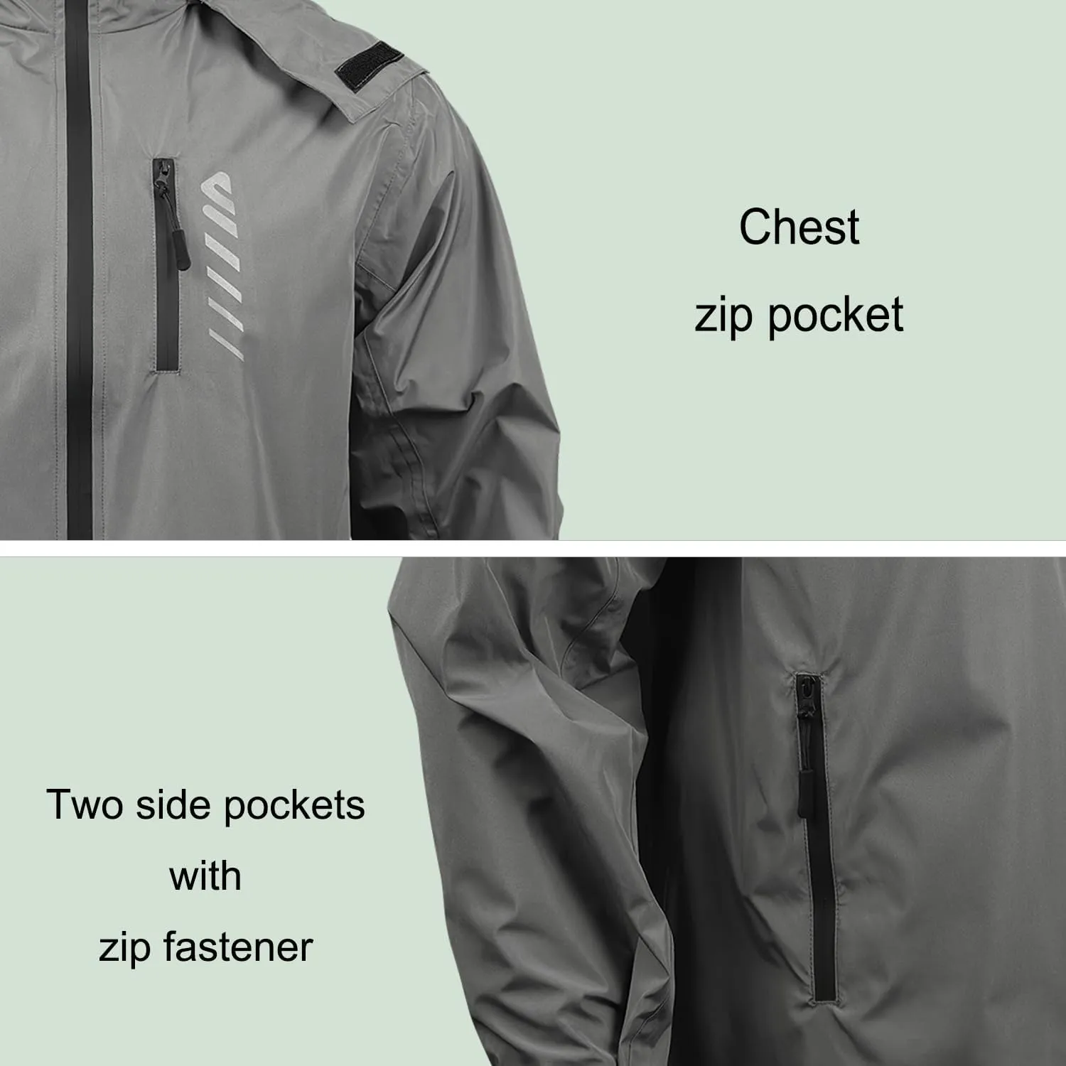 Mens Cycling Jacket,Windbreaker Lightweight Packable Rain Jacket with Pockets and Reflective Strips Raincoat