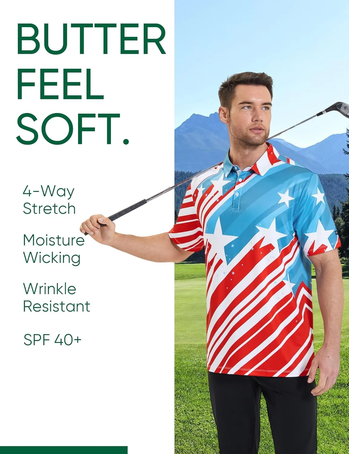 Men's Golf Polo Shirt - Standout Performance Quick-Dry Golf Polo Shirts for Men