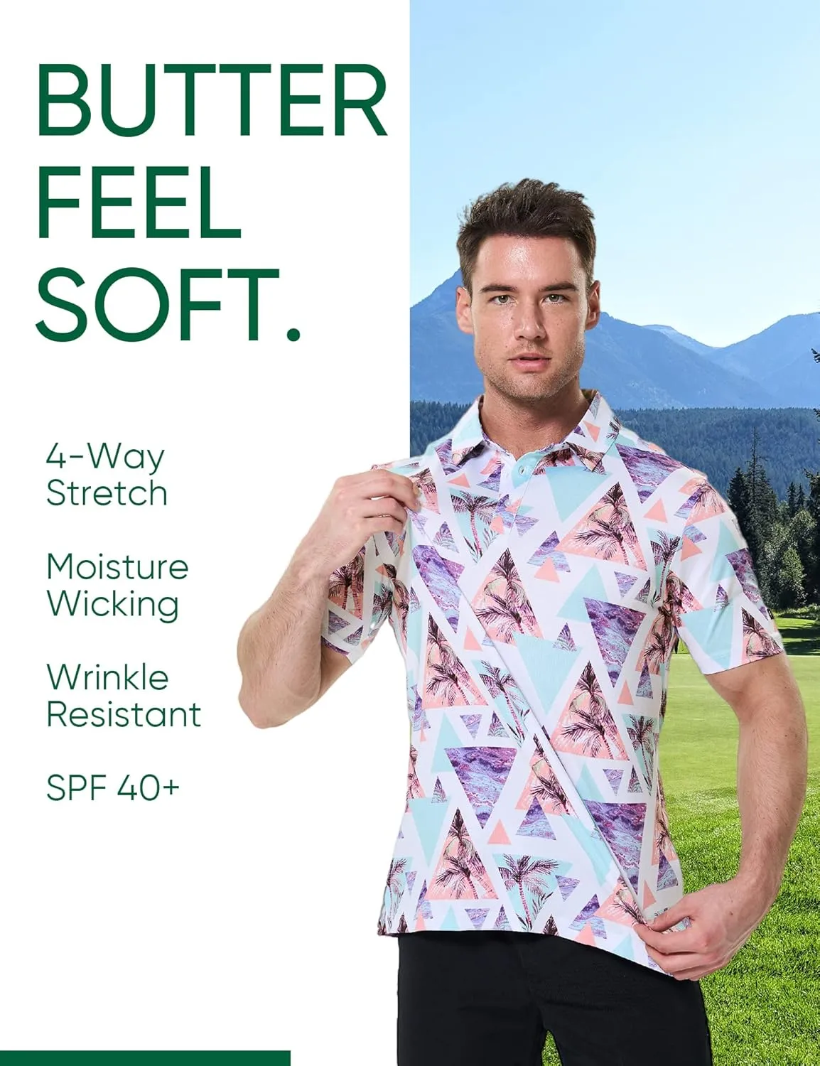 Men's Golf Polo Shirt - Standout Performance Quick-Dry Golf Polo Shirts for Men