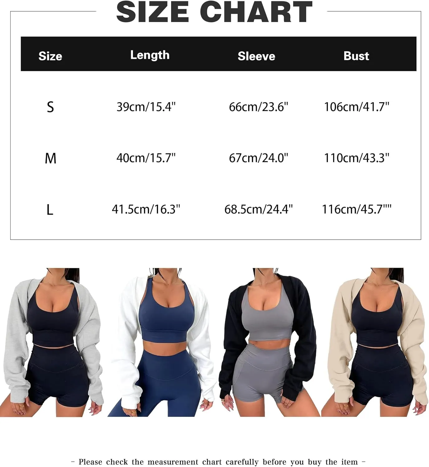 MISSACTIVER Women's Long Sleeve With Thumb Hole Bolero Shrug Top Open Front Fleece Loose Fit Cropped Shawl Sweatshirt Workout