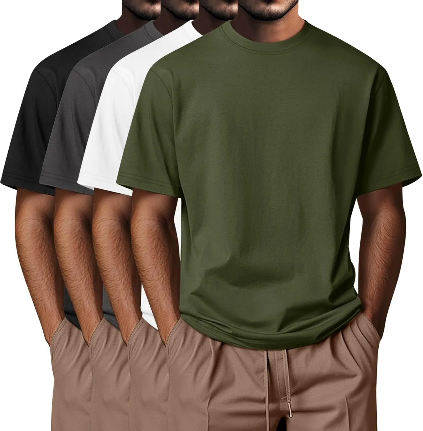 Neer 4 Pack Men's Big and Tall Shirts Summer Cotton Short Sleeve Tee Crew Neck Casual Top Basic Oversize T Shirts