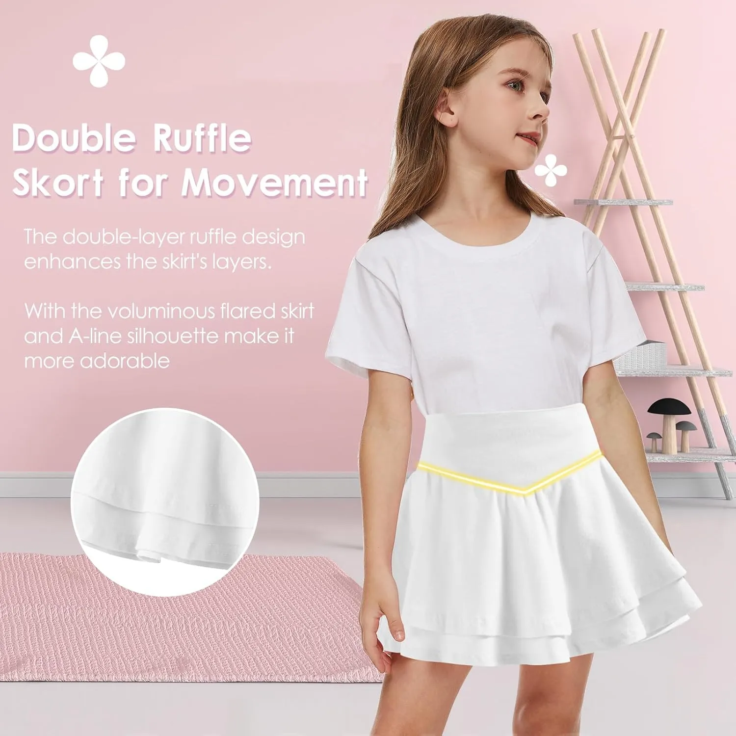 Neutocd Toddler Baby Girls Skirts Skorts Layered Ruffle Flared Elastic Waist Casual Pleated School Skater Skirts for Kids