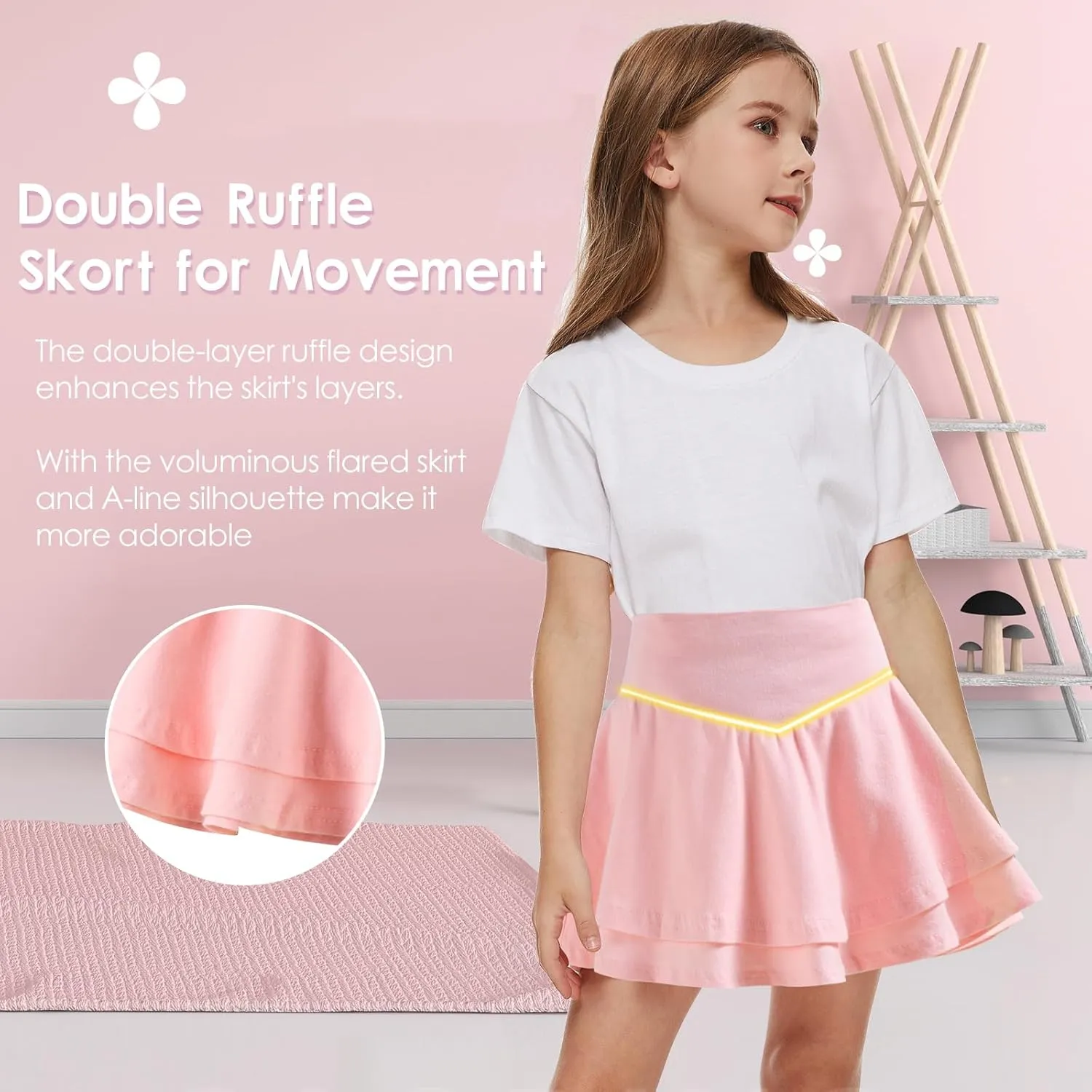 Neutocd Toddler Baby Girls Skirts Skorts Layered Ruffle Flared Elastic Waist Casual Pleated School Skater Skirts for Kids