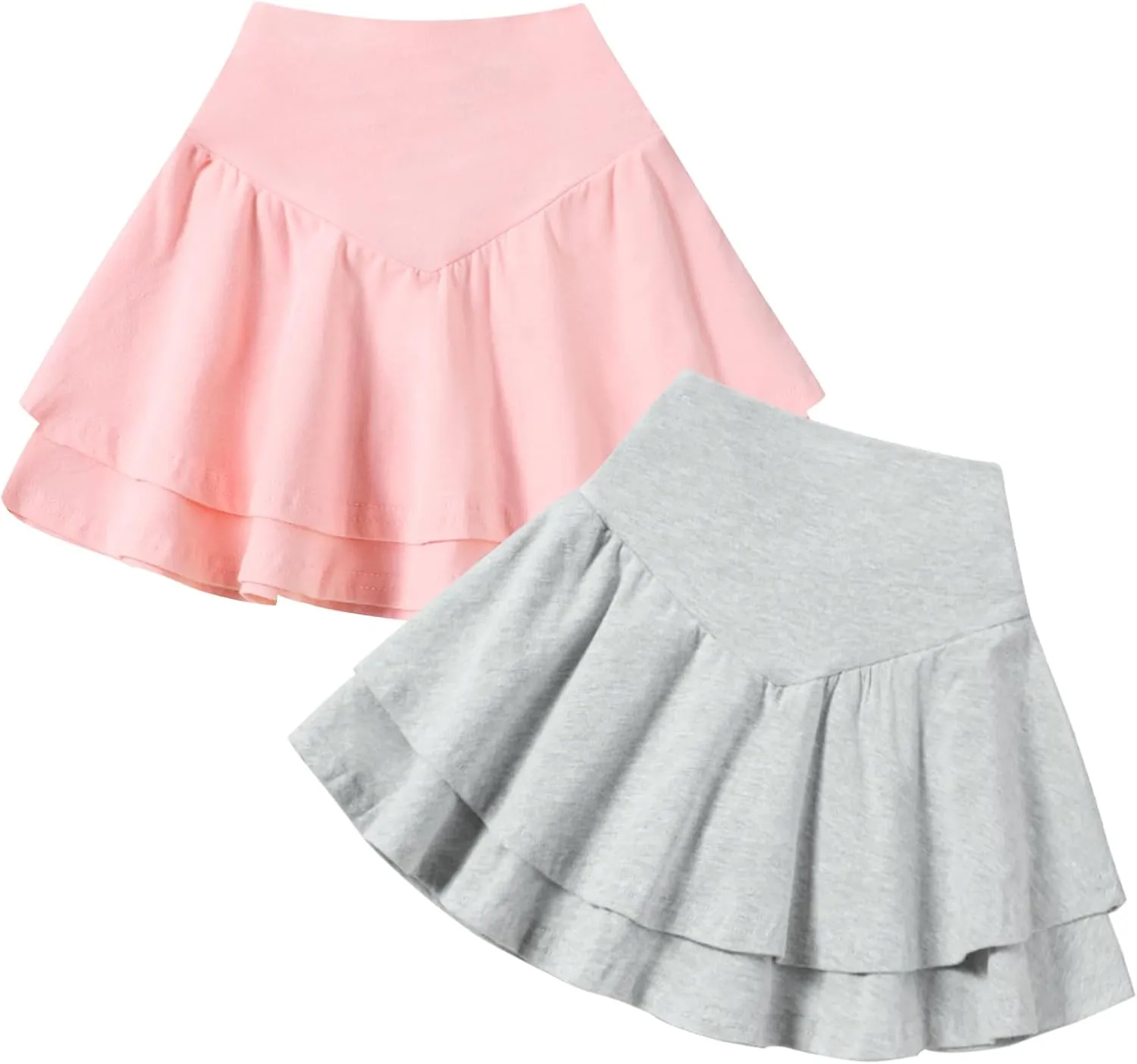Neutocd Toddler Baby Girls Skirts Skorts Layered Ruffle Flared Elastic Waist Casual Pleated School Skater Skirts for Kids