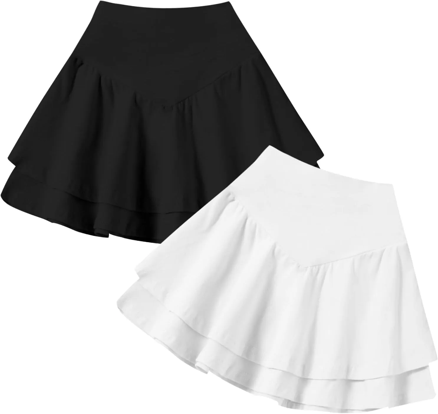 Neutocd Toddler Baby Girls Skirts Skorts Layered Ruffle Flared Elastic Waist Casual Pleated School Skater Skirts for Kids
