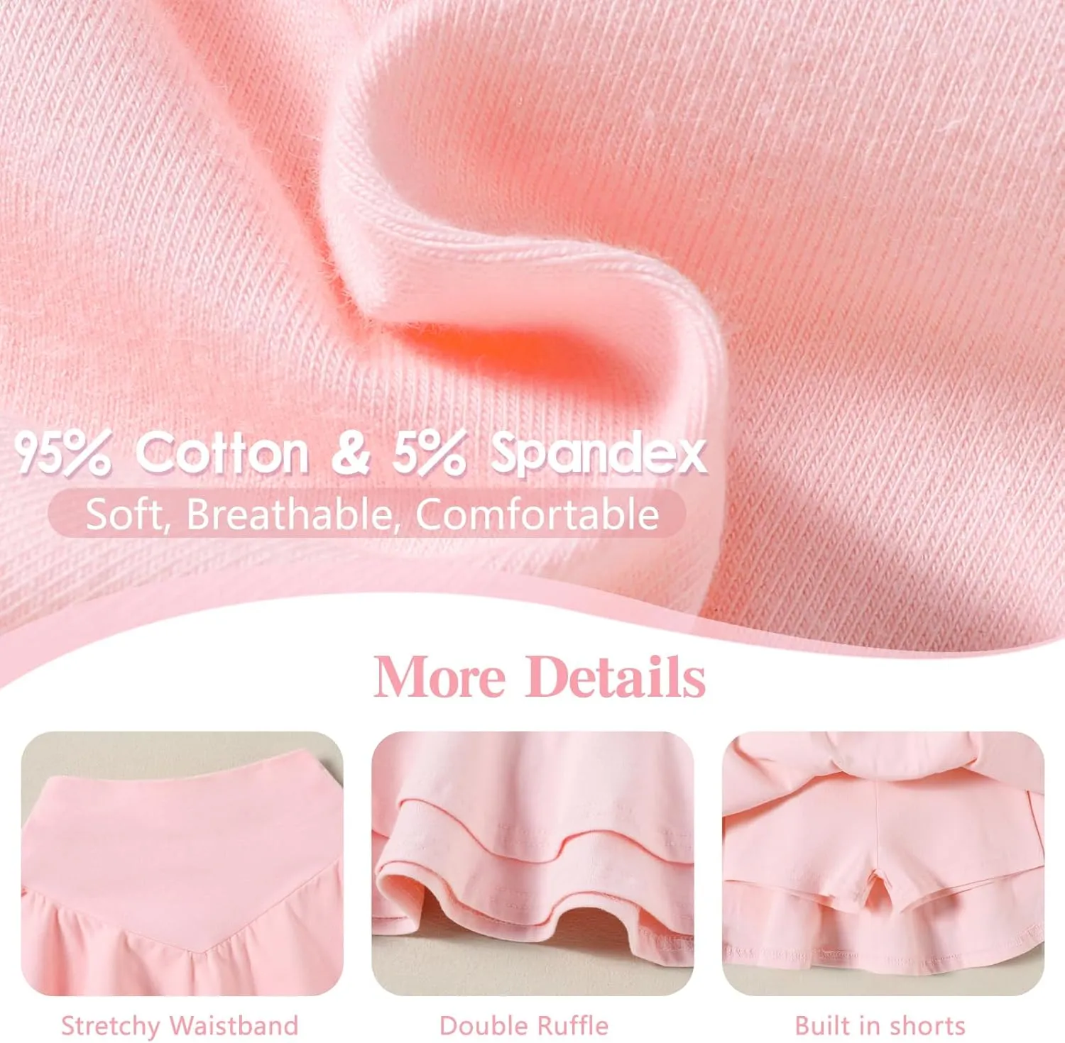 Neutocd Toddler Baby Girls Skirts Skorts Layered Ruffle Flared Elastic Waist Casual Pleated School Skater Skirts for Kids