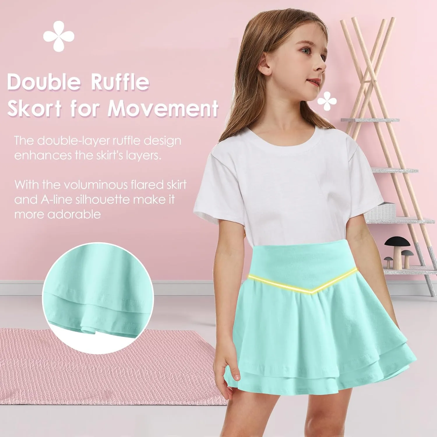 Neutocd Toddler Baby Girls Skirts Skorts Layered Ruffle Flared Elastic Waist Casual Pleated School Skater Skirts for Kids