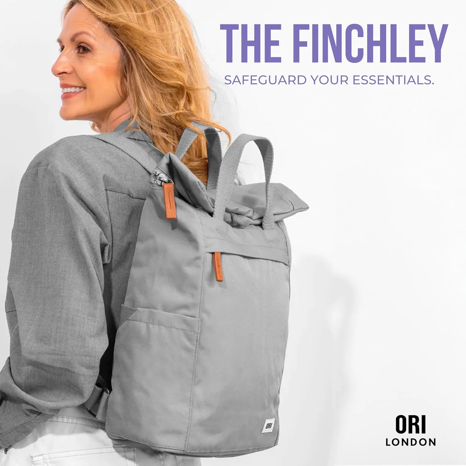 ORI LONDON Rolltop Backpack - Large Travel Backpack with Lots of Pockets for Men & Women - The Finchley, Teal