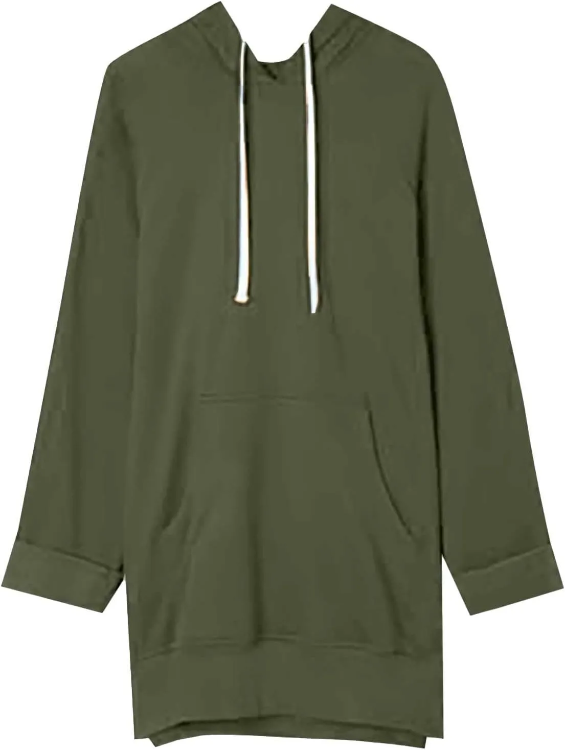 Oversized Hoodie Dress for Women Casual Warm Drawstring Long Sweatshirt with Pocket Fashion Split Hem Long Sleeve Hoodies