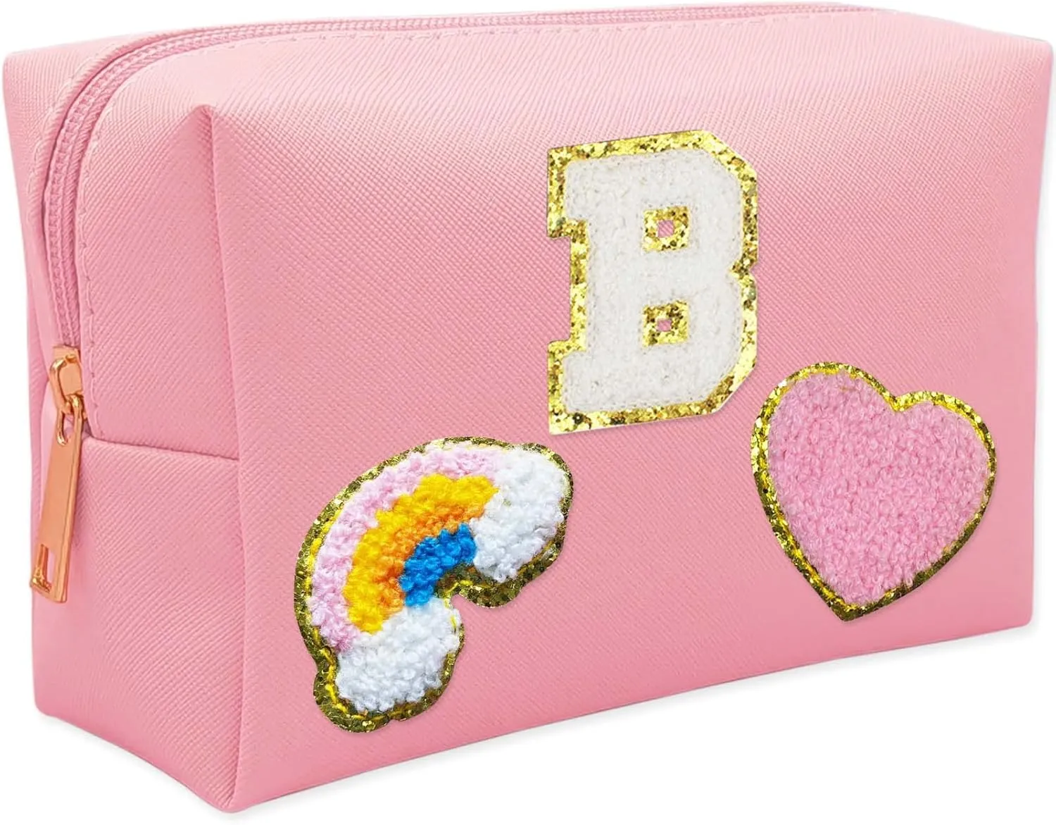 Personalized Inital Preppy Makeup Bag Set with Zipper, Monogram Waterproof Travel Cosmetic Bag for Women, Cute Preppy Patch Toiletry Bag for Traveling Outdoors, Gift Ideal for Christmas Thanksgiving