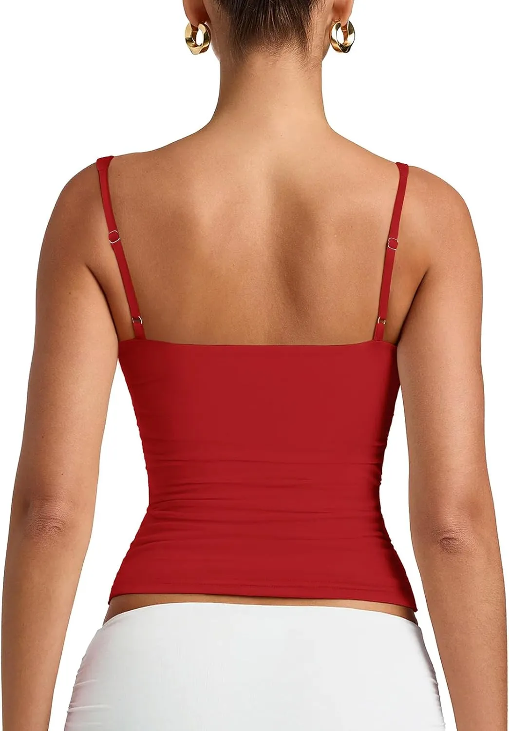 PINKMSTYLE Womens Sexy V Neck Cami Top Sleeveless Double Lined Tank Tops Going Out Y2K Spaghetti Strap Crop Tops 2025