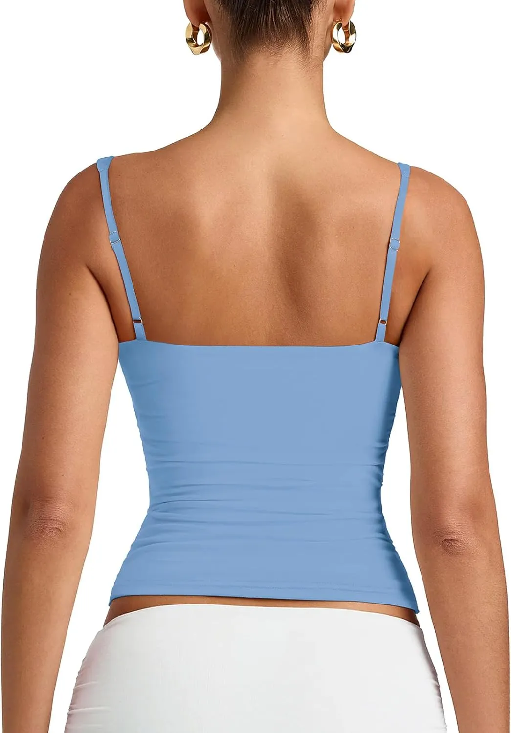 PINKMSTYLE Womens Sexy V Neck Cami Top Sleeveless Double Lined Tank Tops Going Out Y2K Spaghetti Strap Crop Tops 2025