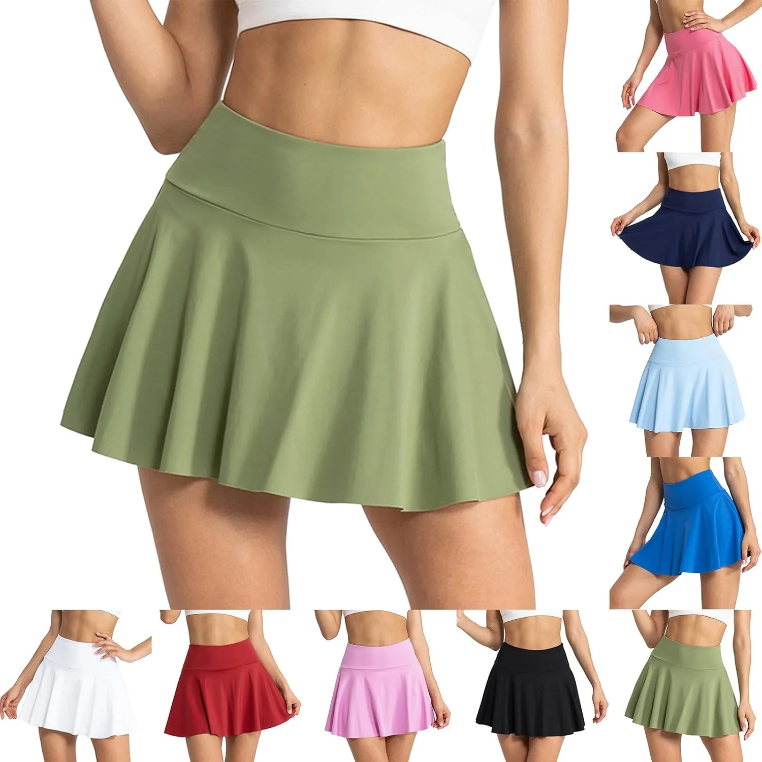 Pleated Tennis Skirt for Women High Waisted Athletic Golf Skorts with Pockets Mini Skirts with Built-in Shorts