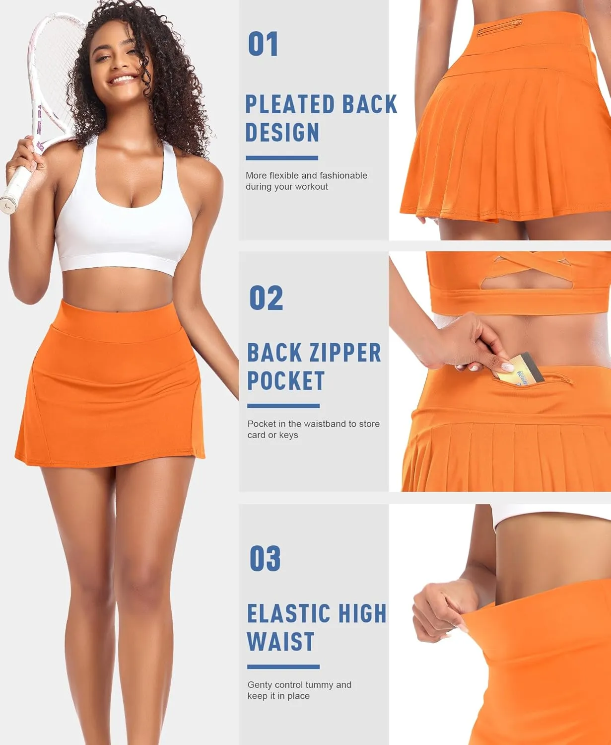 Pleated Tennis Skirts for Women High Waisted Athletic Golf Skorts with Pockets Shorts Running Workout Clothes