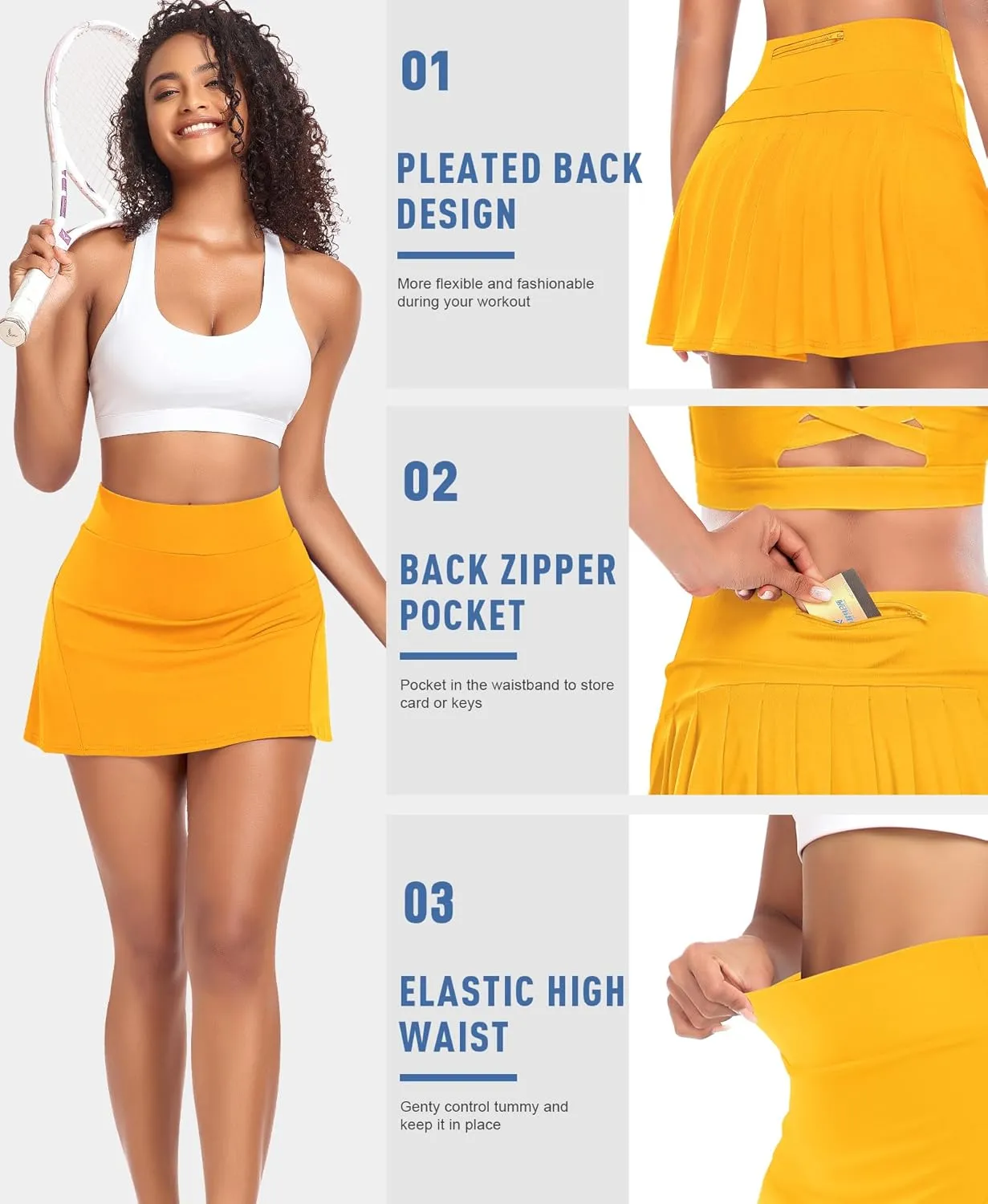 Pleated Tennis Skirts for Women High Waisted Athletic Golf Skorts with Pockets Shorts Running Workout Clothes