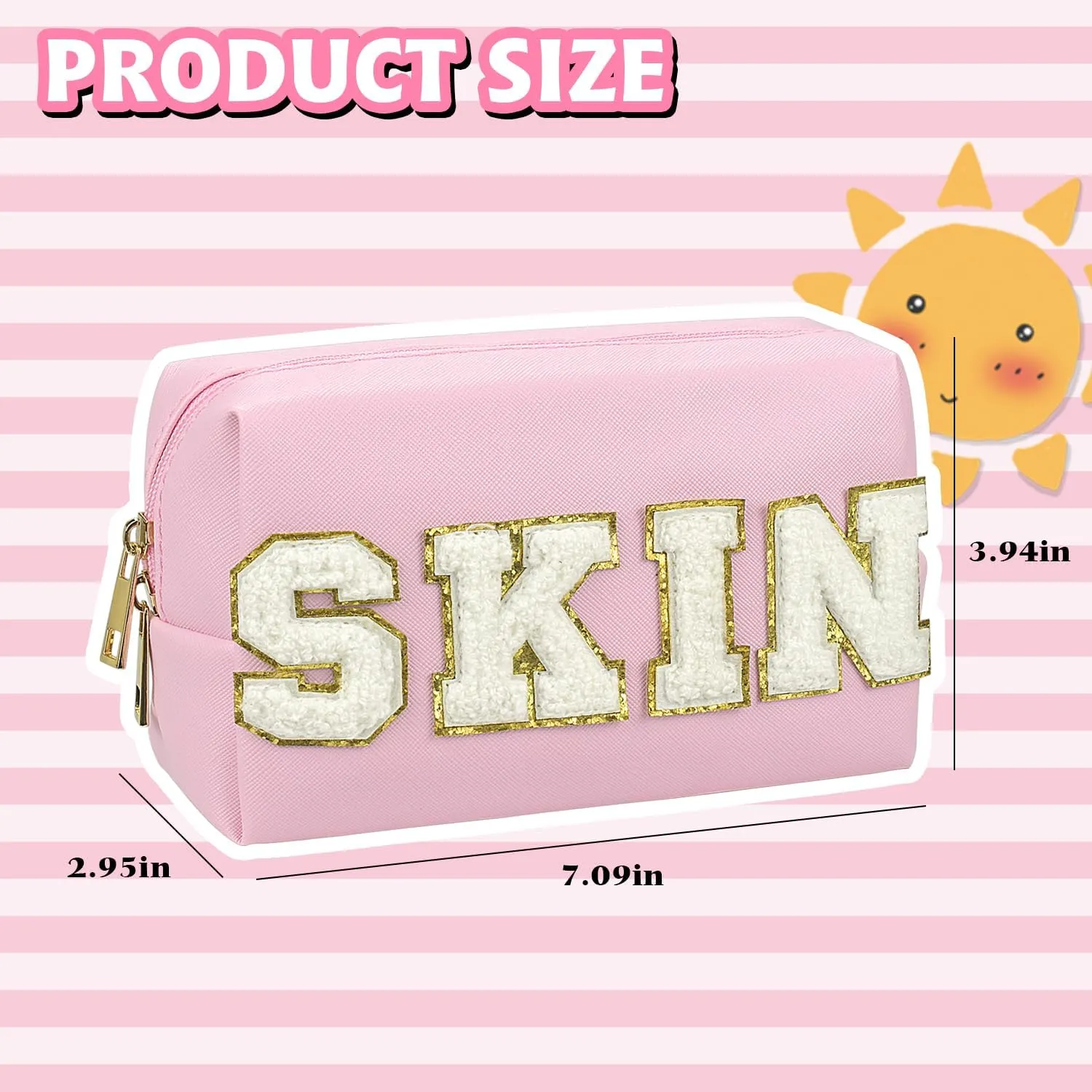Preppy Makeup Bag,Skincare Bag,PU Leather Portable Waterproof Preppy Stuff for Travel Toiletry Bag,Makeup Bag for Girls Women