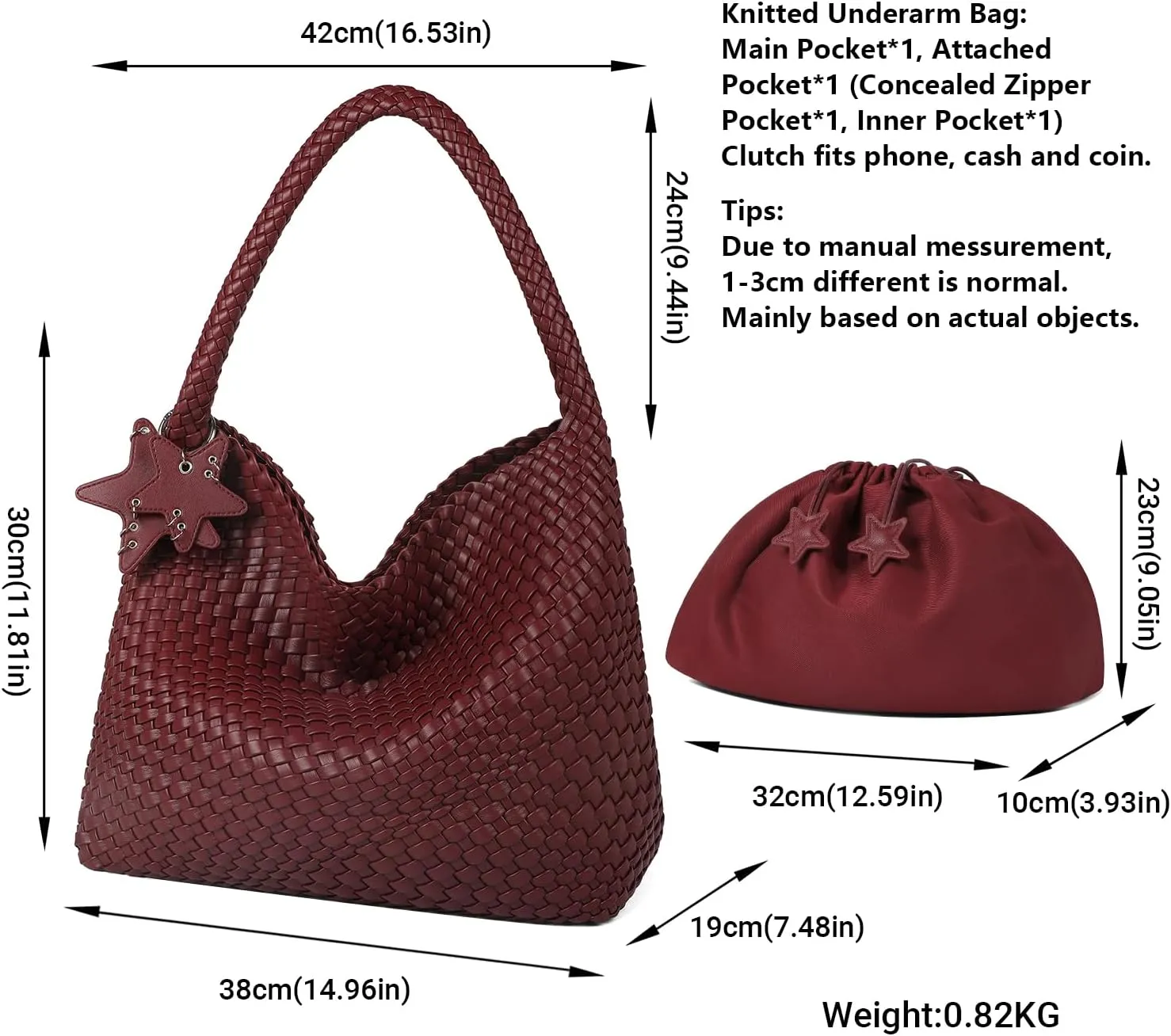 Queenoris Fashion Woven Purse for Women Top-handle Shoulder Bag Soft Summer Hobo Tote Bag