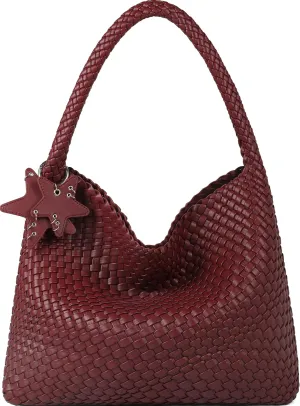 Queenoris Fashion Woven Purse for Women Top-handle Shoulder Bag Soft Summer Hobo Tote Bag