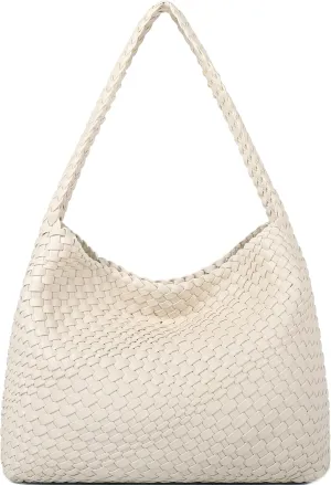 Queenoris Fashion Woven Purse for Women Top-handle Shoulder Bag Soft Summer Hobo Tote Bag