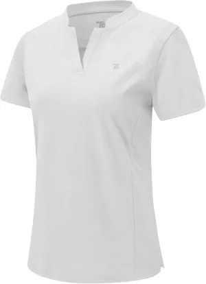 Rdruko Women's Golf Shirts Short Sleeve Dry Fit V Neck Tennis Tops Moisture Wicking Athletic Workout Polo Shirts UPF 50 