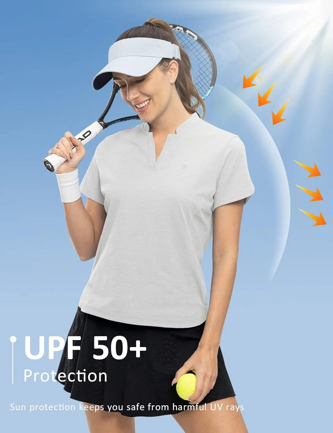 Rdruko Women's Golf Shirts Short Sleeve Dry Fit V Neck Tennis Tops Moisture Wicking Athletic Workout Polo Shirts UPF 50 