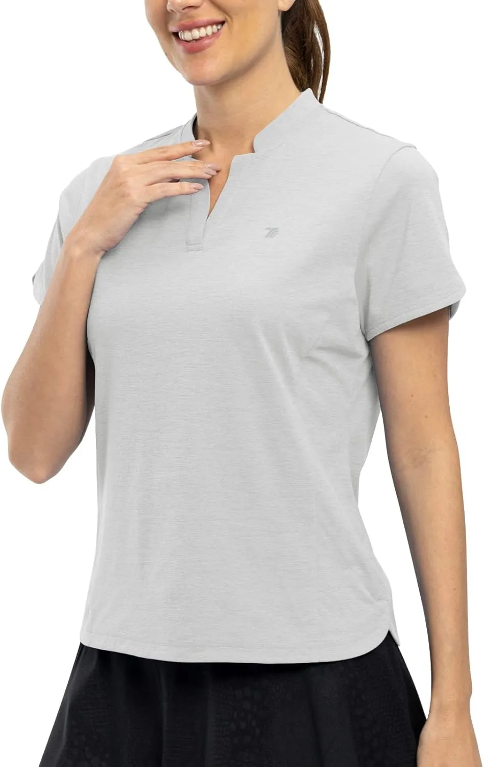 Rdruko Women's Golf Shirts Short Sleeve Dry Fit V Neck Tennis Tops Moisture Wicking Athletic Workout Polo Shirts UPF 50 