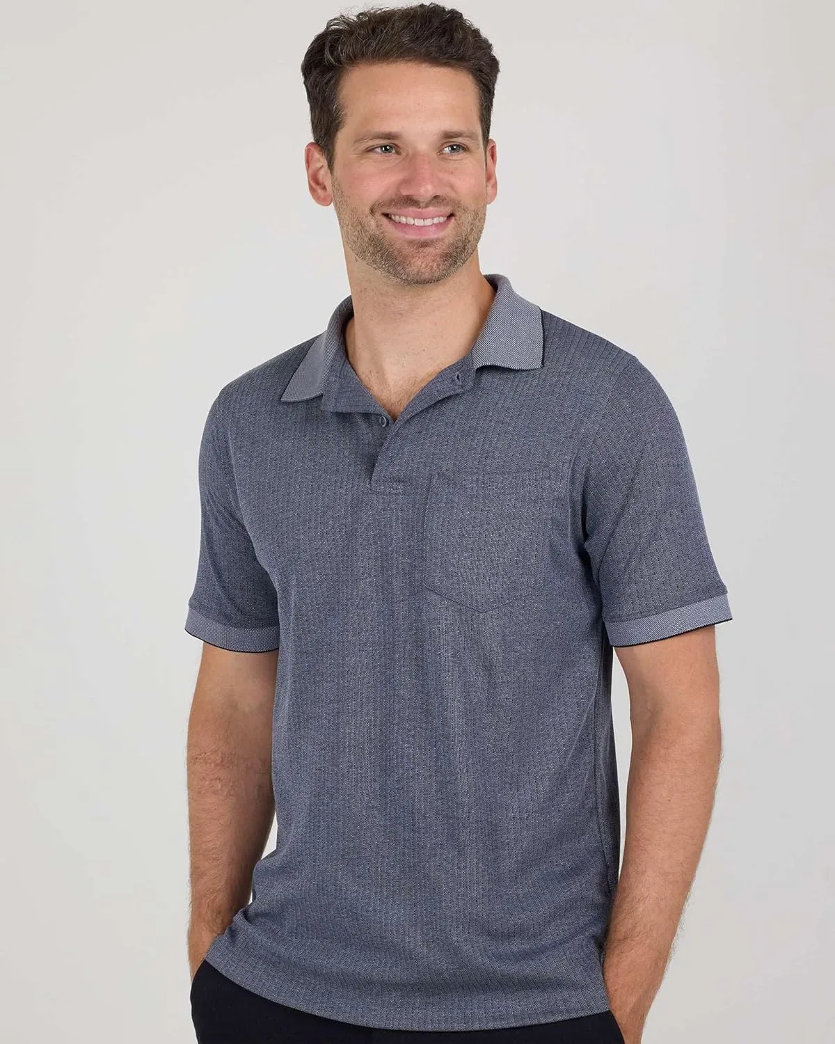 Real Essentials 3 Pack: Men's Regular-Fit Ribbed Polo Shirt with Pocket (Available in Big & Tall)