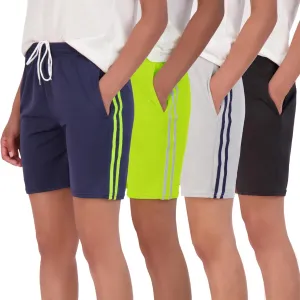 Real Essentials 4-Pack: Women's 7" Mesh Quick-Dry Bermuda Active Athletic Long Shorts with Pockets (Available in Plus Size)