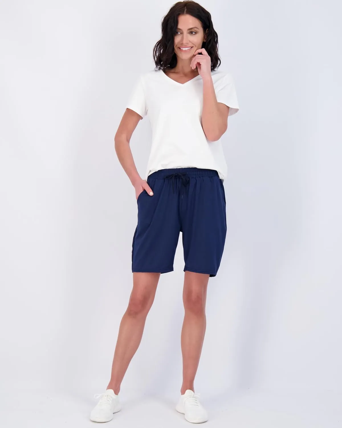 Real Essentials 4 Pack: Women's Dry-Fit Athletic 7" Bermuda Long High Waisted Running Shorts (Available in Plus Size)