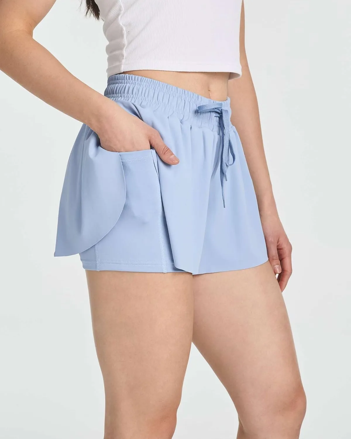 Real Essentials 4 Pack: Womens Flowy Dry Fit Running Short - Gym Yoga Workout Summer Shorts (Available in Plus Size)