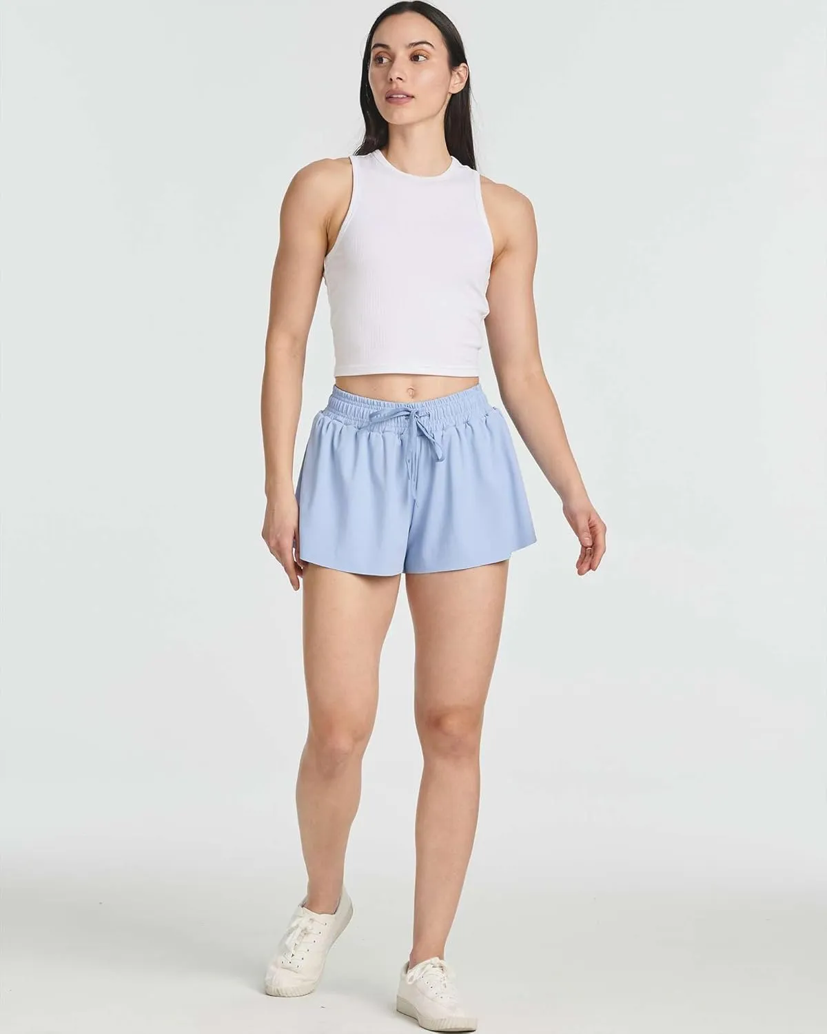 Real Essentials 4 Pack: Womens Flowy Dry Fit Running Short - Gym Yoga Workout Summer Shorts (Available in Plus Size)
