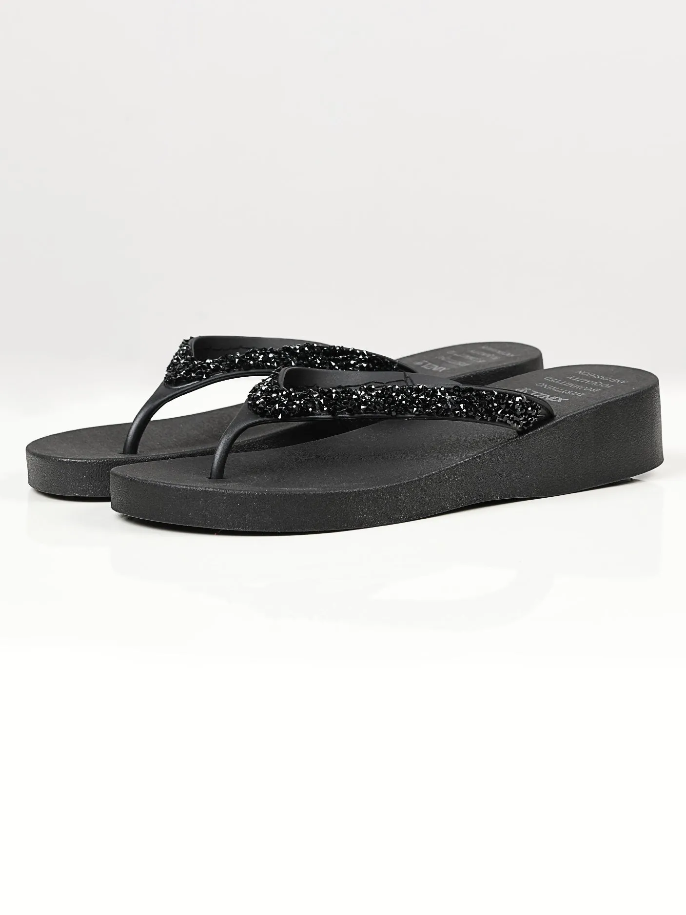 Rhinestone Flip Flops - Black