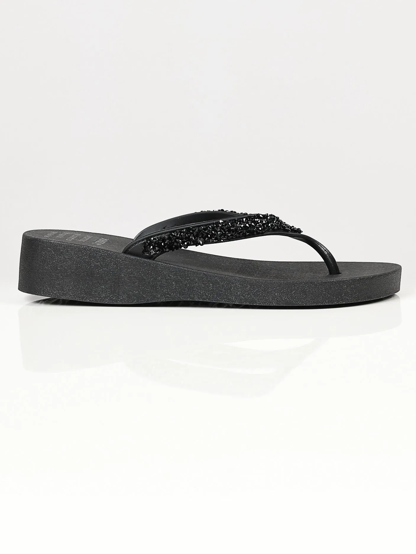 Rhinestone Flip Flops - Black