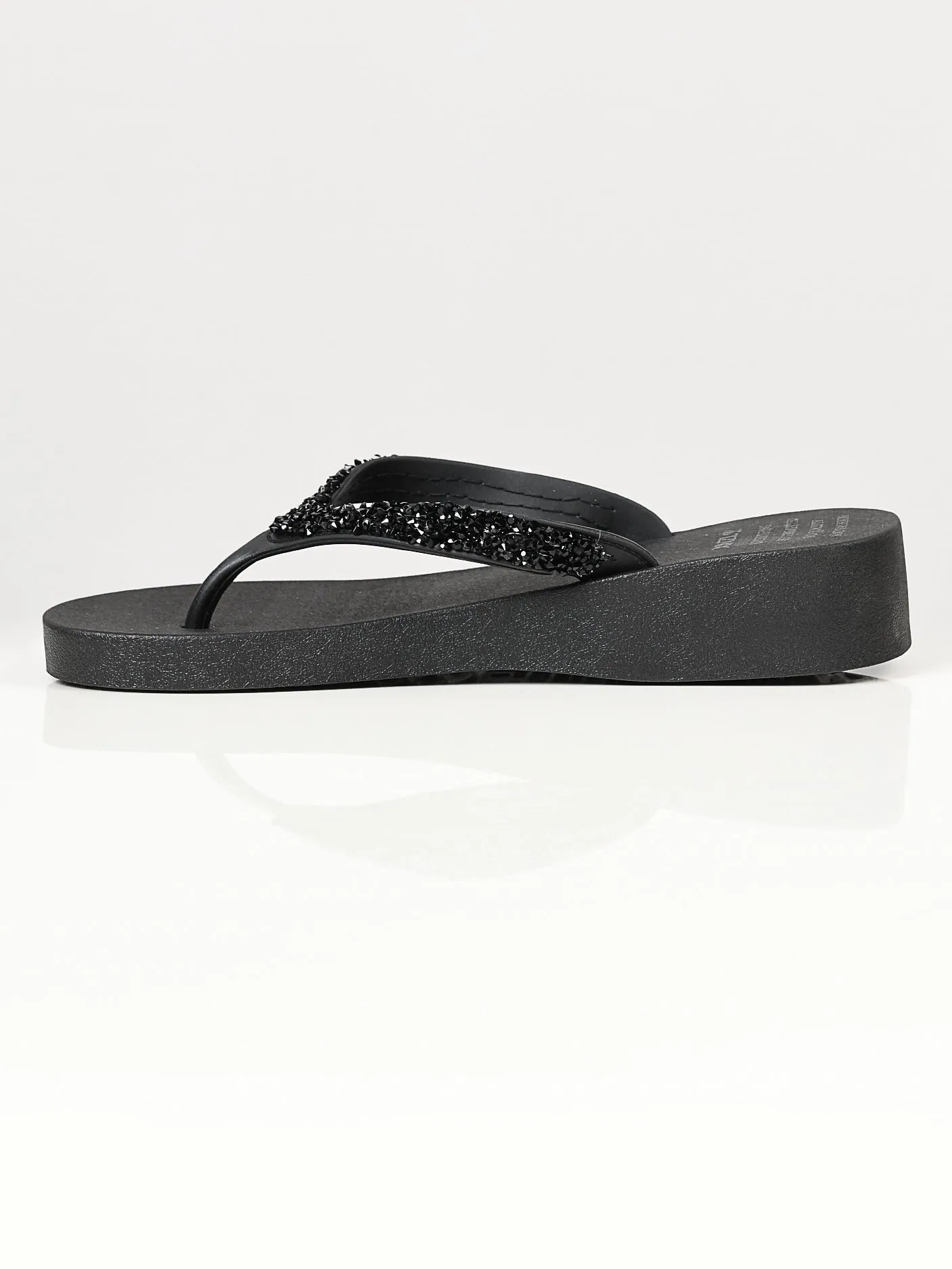 Rhinestone Flip Flops - Black
