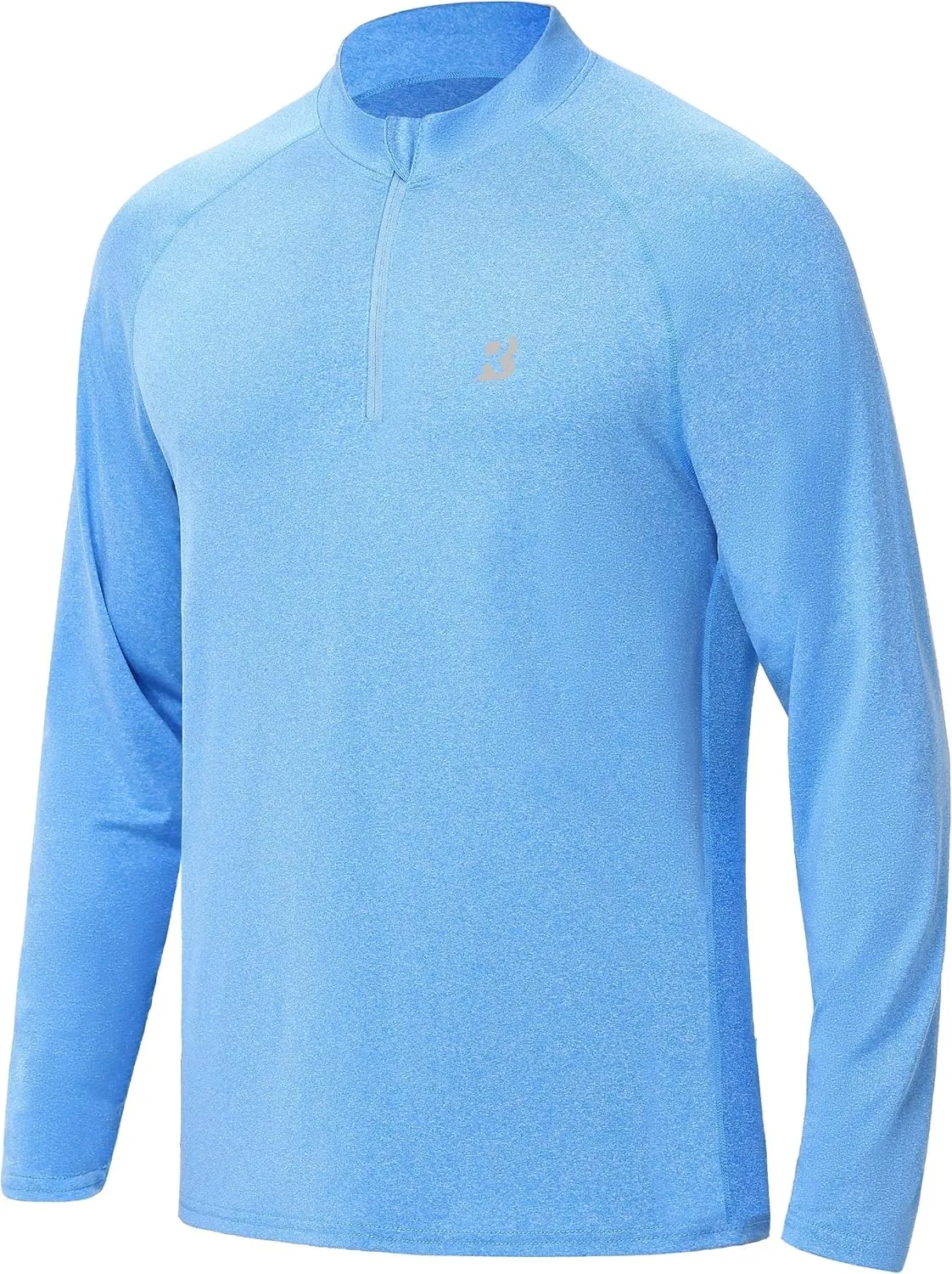 Roadbox Quarter Zip Pullover Men Sun Shirts, Running Workout Long Sleeve UV Shirt, UPF 50  Quick Dry Athletic Rash Guard