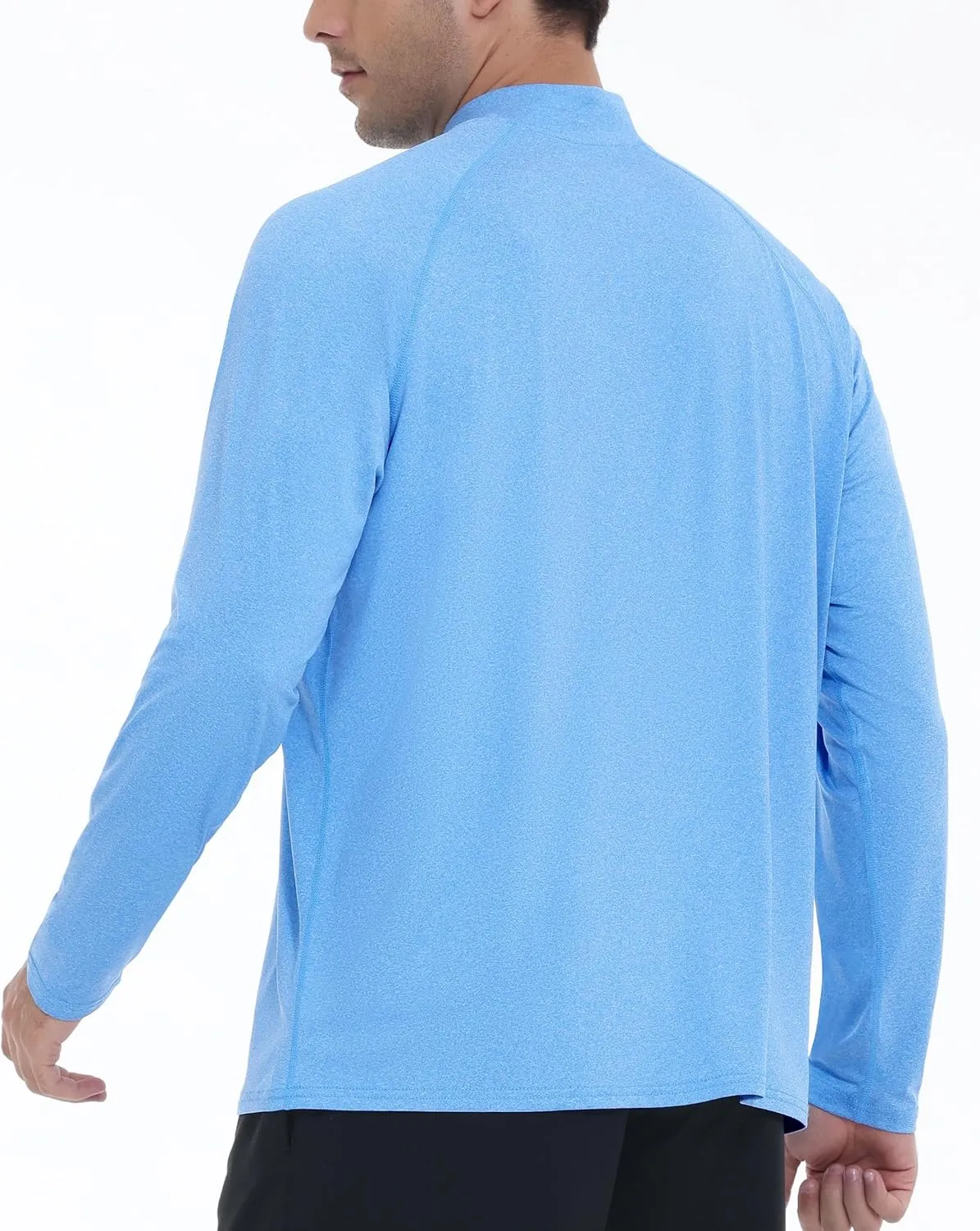 Roadbox Quarter Zip Pullover Men Sun Shirts, Running Workout Long Sleeve UV Shirt, UPF 50  Quick Dry Athletic Rash Guard