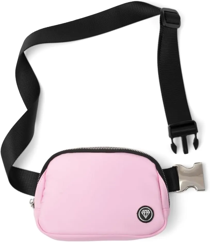 Rubina Anywhere Belt Bag LUXE | Crossbody Bag for Women | Unisex Hip Waist Pack for Hiking, Workout, Running, Traveling, Festivals | Chest Bag | Adjustable Strap | Metal Buckle (Ballerina Pink)