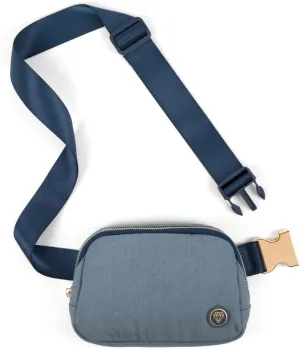 Rubina Anywhere Belt Bag LUXE | Crossbody Bag for Women | Unisex Hip Waist Pack for Hiking, Workout, Running, Traveling, Festivals | Chest Bag | Adjustable Strap | Metal Buckle (Blue Jeans)