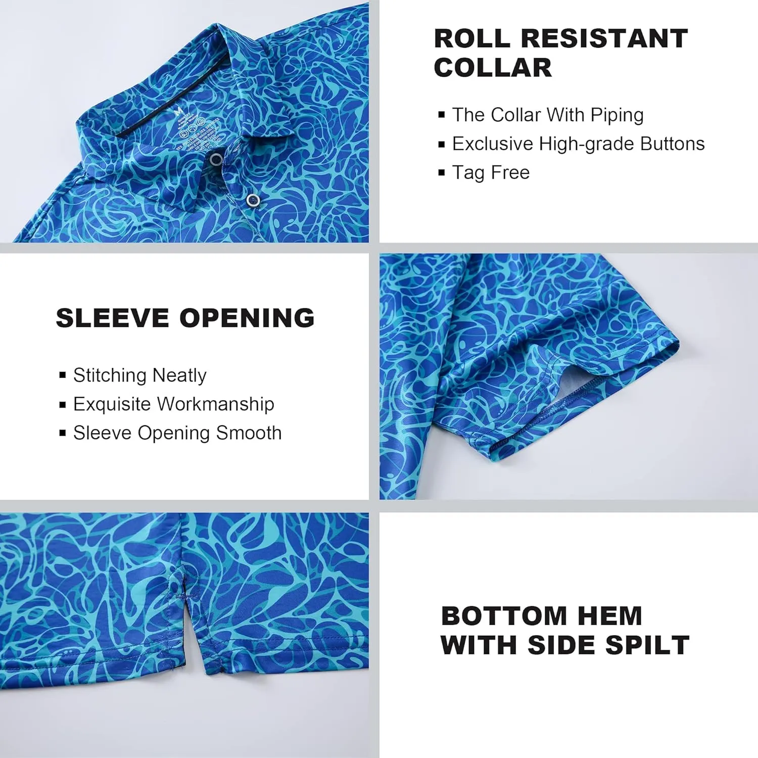SAMERM Golf Shirts for Men Super Stretch Jacquard Dry Fit Golf Polo Moisture Wicking Short Sleeve Polo Shirts for Men