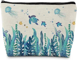 Sea Turtle Gifts Makeup Bag, Turtle Gifts for Women, Turtle Cosmetic Bag, Coastal Beach Makeup Bag, Ocean Makeup Pouch