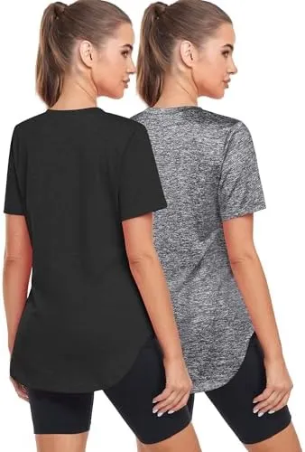 Short Sleeve Workout Shirts Women Loose Fit, V-Neck Women Exercise T-Shirt Workout Top, Dry Fit Yoga Gym Sport Tops