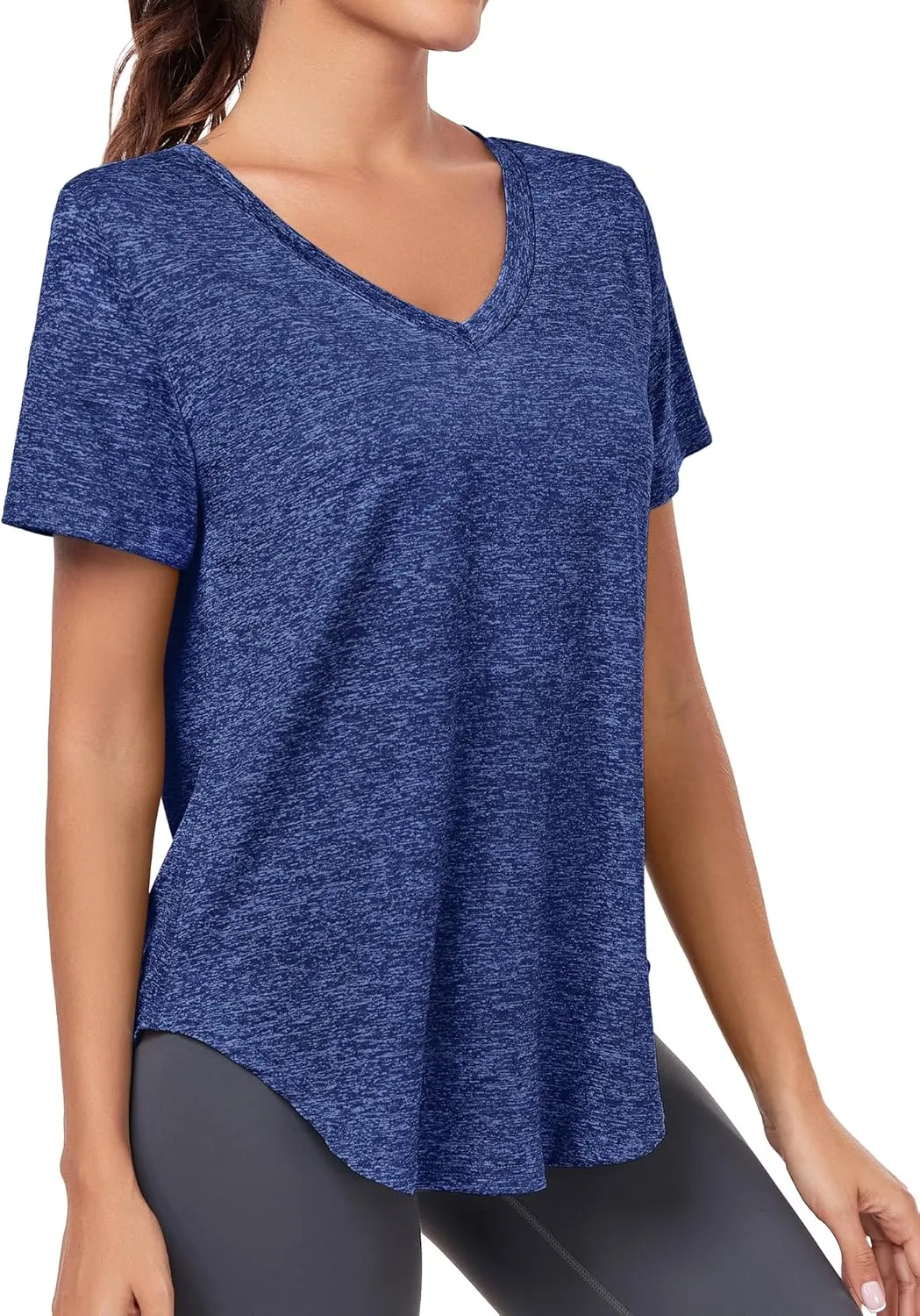 Short Sleeve Workout Shirts Women Loose Fit, V-Neck Women Exercise T-Shirt Workout Top, Dry Fit Yoga Gym Sport Tops
