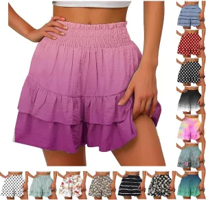 Shorts for Women High Waisted Floral Ruffled Flowy Skorts Flared Mini Skirts Teen Gilrs Summer Casual Clothes