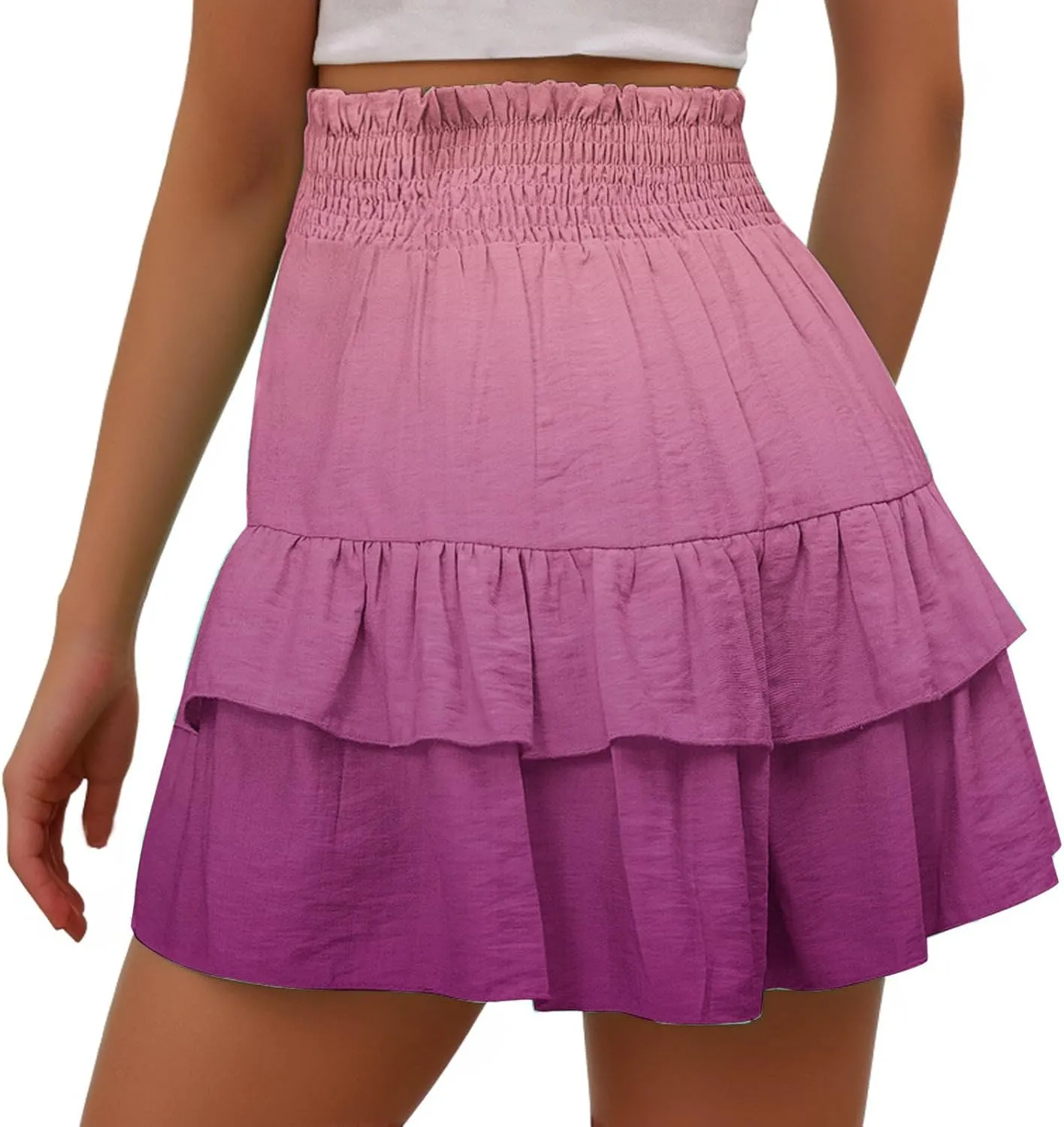 Shorts for Women High Waisted Floral Ruffled Flowy Skorts Flared Mini Skirts Teen Gilrs Summer Casual Clothes